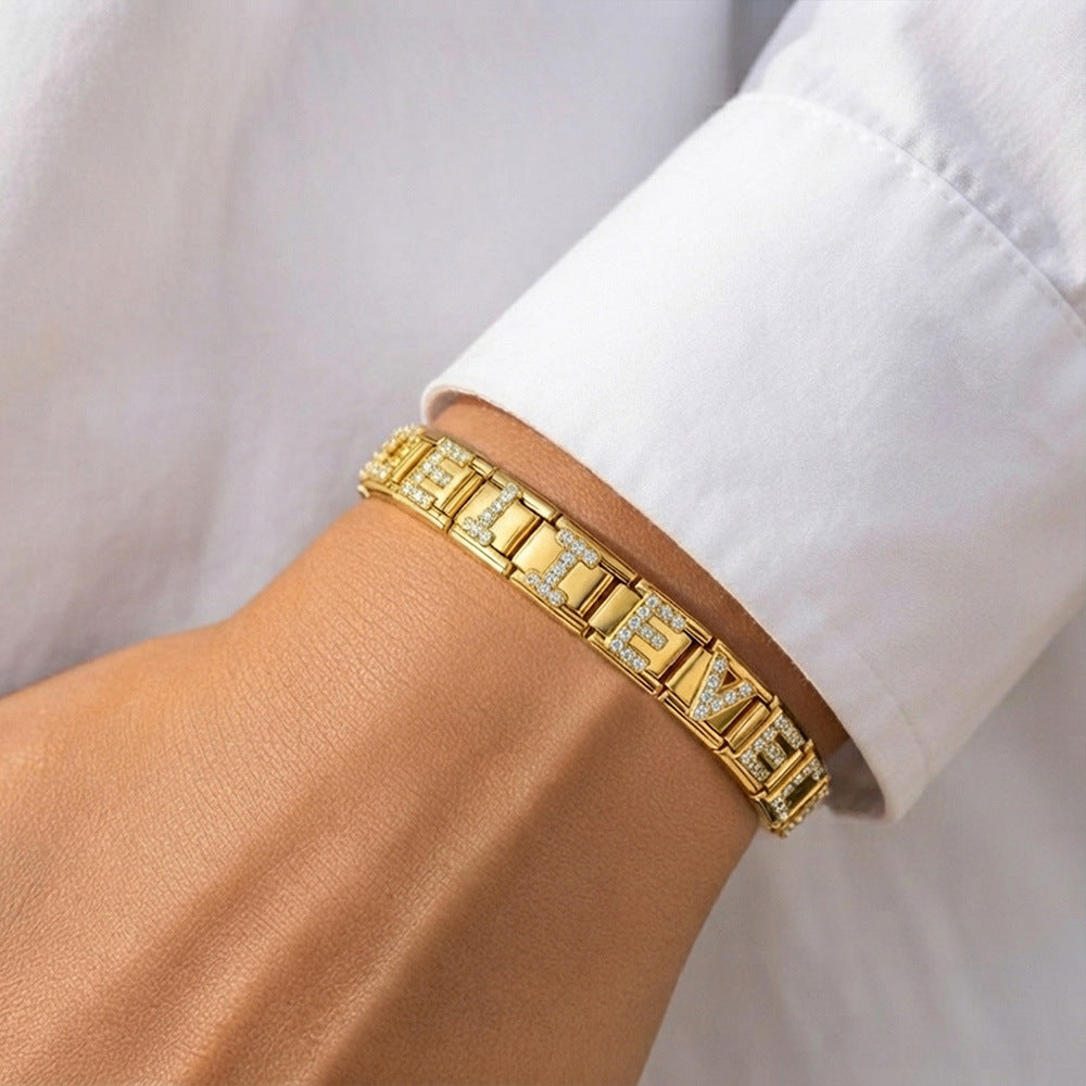 Gold Crystal Letter Charms, A to Z