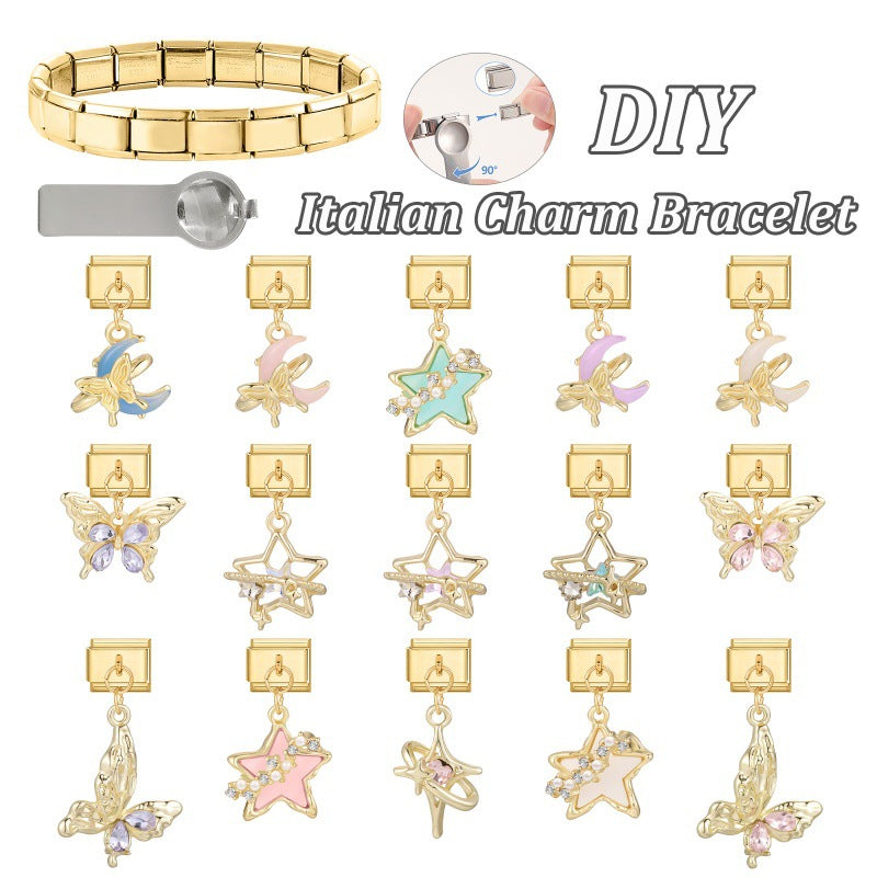 Gold Butterfly and Star Dangle Charms