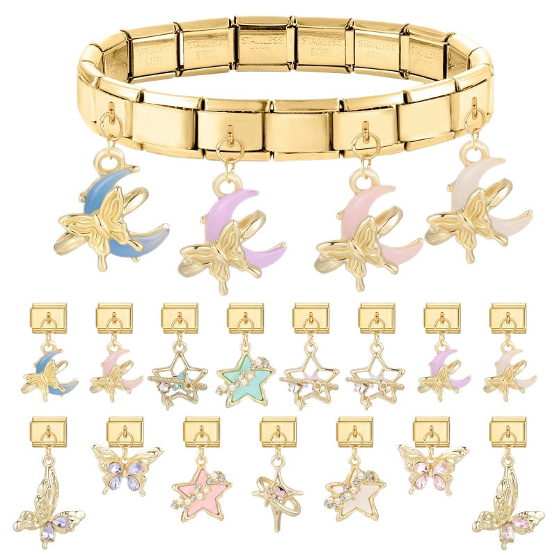 Gold Butterfly and Star Dangle Charms