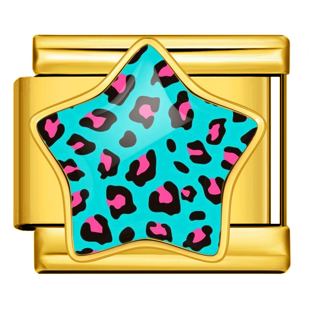 Gold Turquoise Pink Leopard