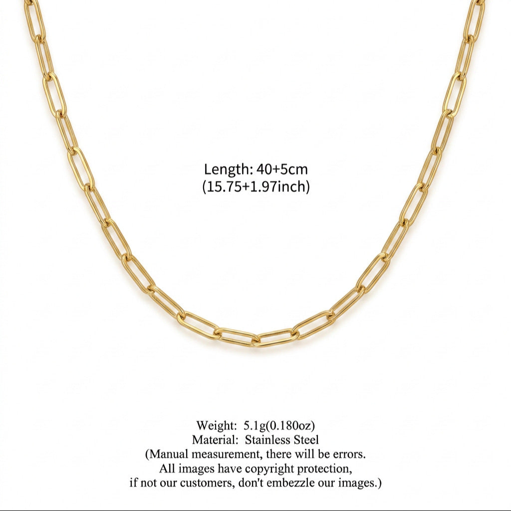 Gold Paperclip Chain 40cm