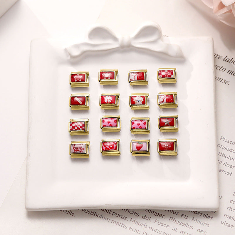 Red Enamel Print Charms