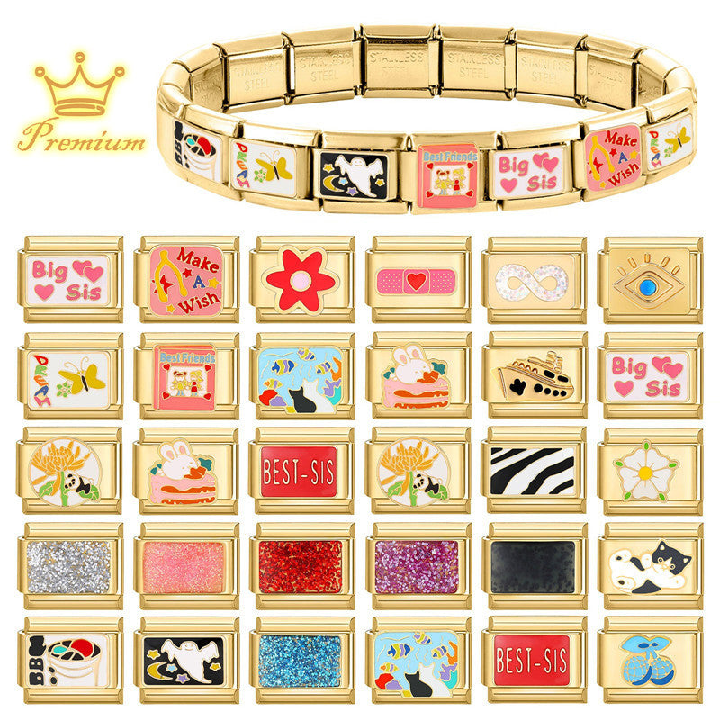 Gold Enamel Charms, Cute and Glitter