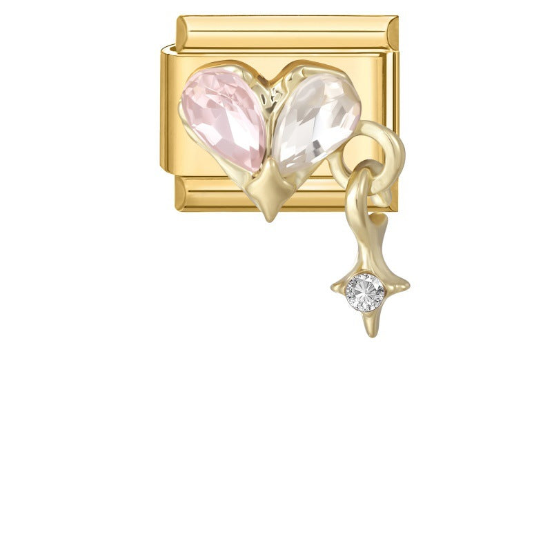 Pink and White Crystal Heart