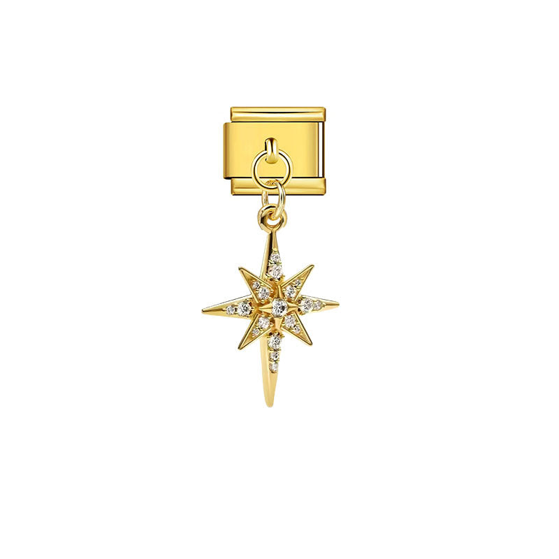 Gold Enamel Dangle Charms, Mixed Designs