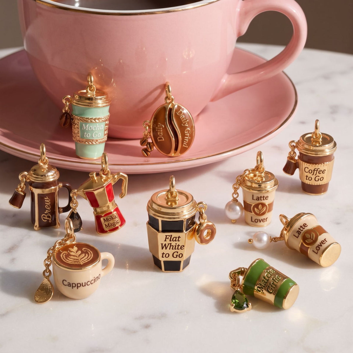 Enamel Coffee Necklace Charms