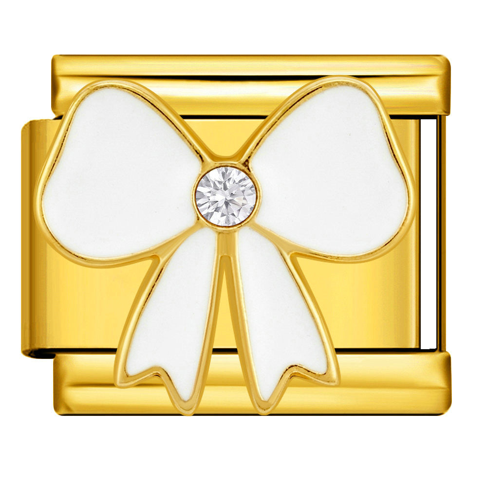 White Bow with Crystal