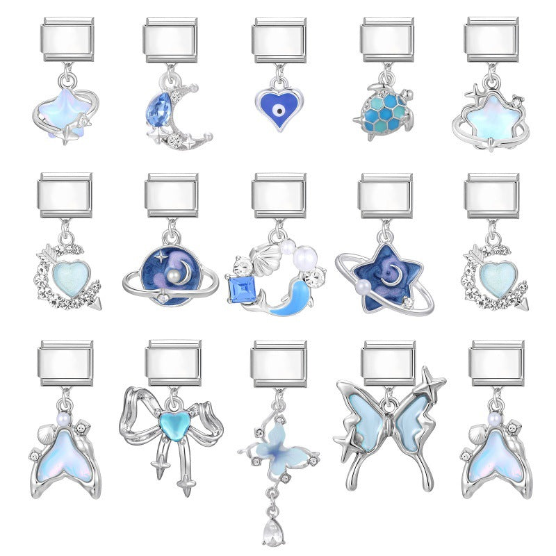 Silver Blue Dangle Charms
