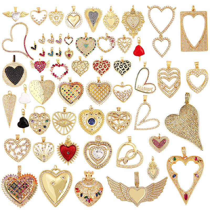 Crystal Heart Pendants, Necklace Charms