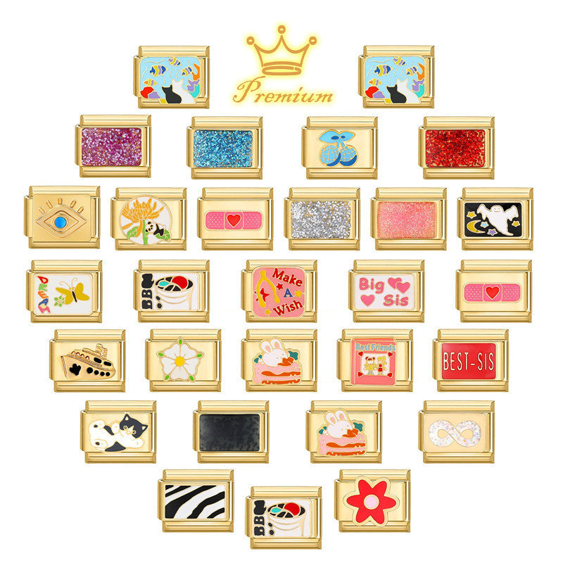 Gold Enamel Charms, Cute and Glitter