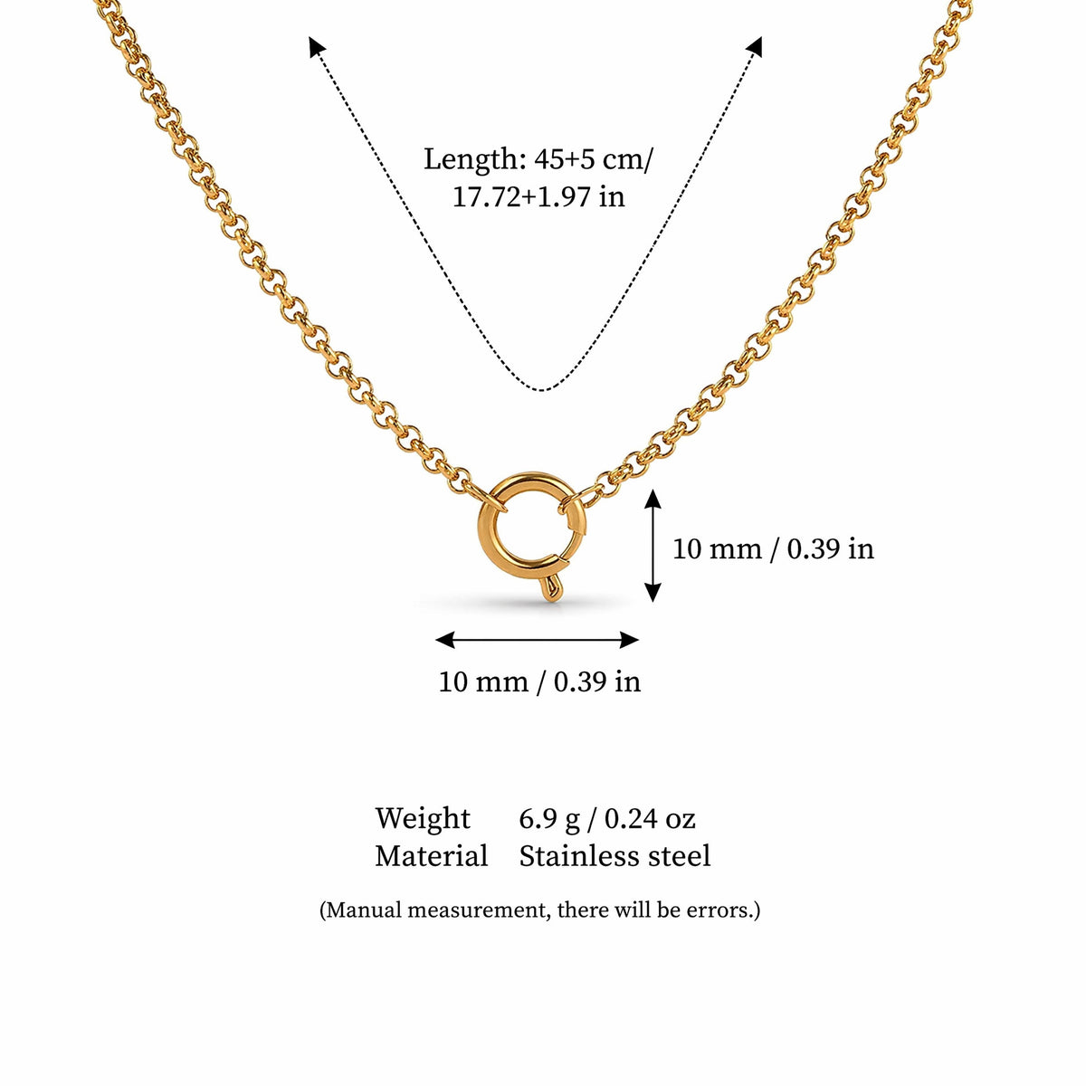 Gold Cable Chain Small Sailor Clasp 45cm