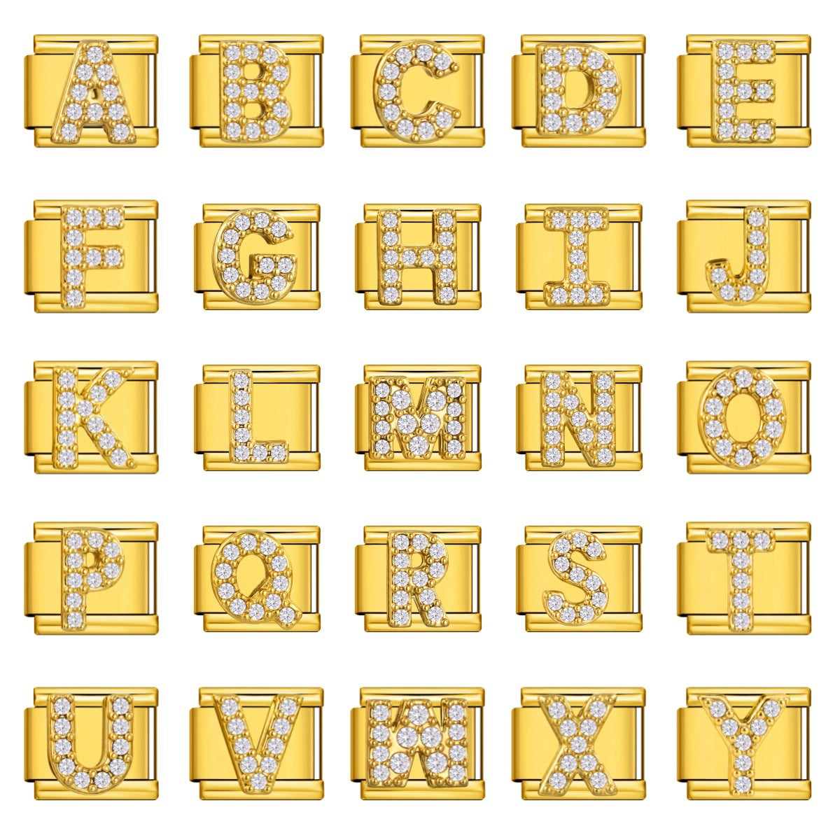 Gold Crystal Letter Charms, A to Z