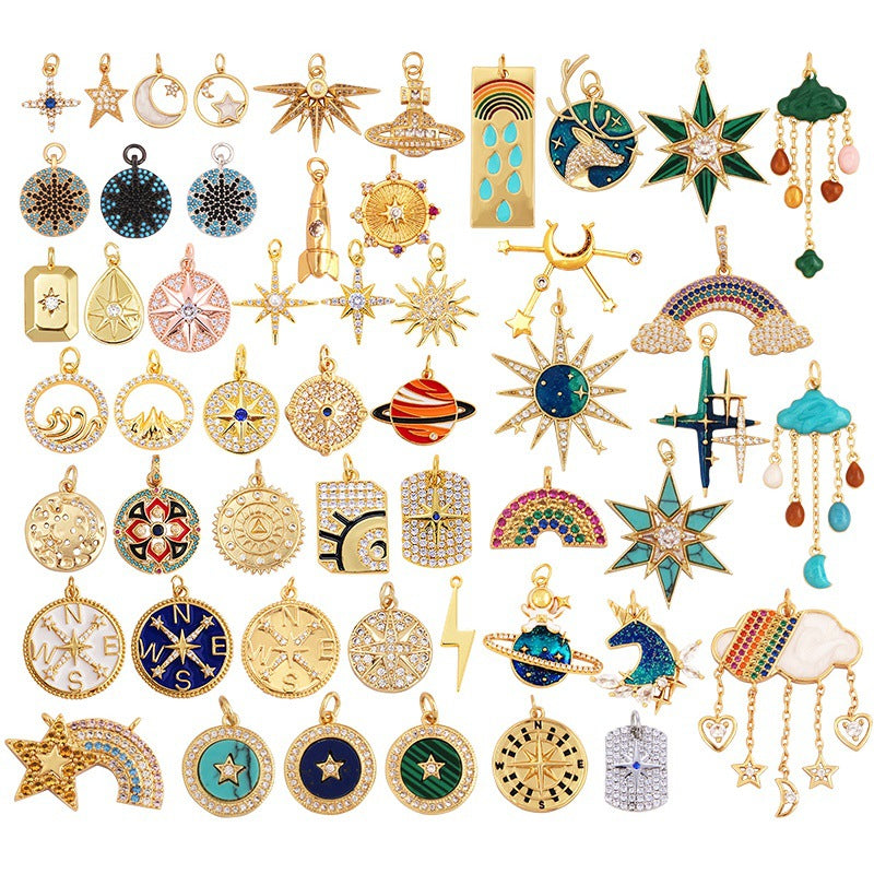 Gold Crystal Pendants, Stars, Moons and Suns