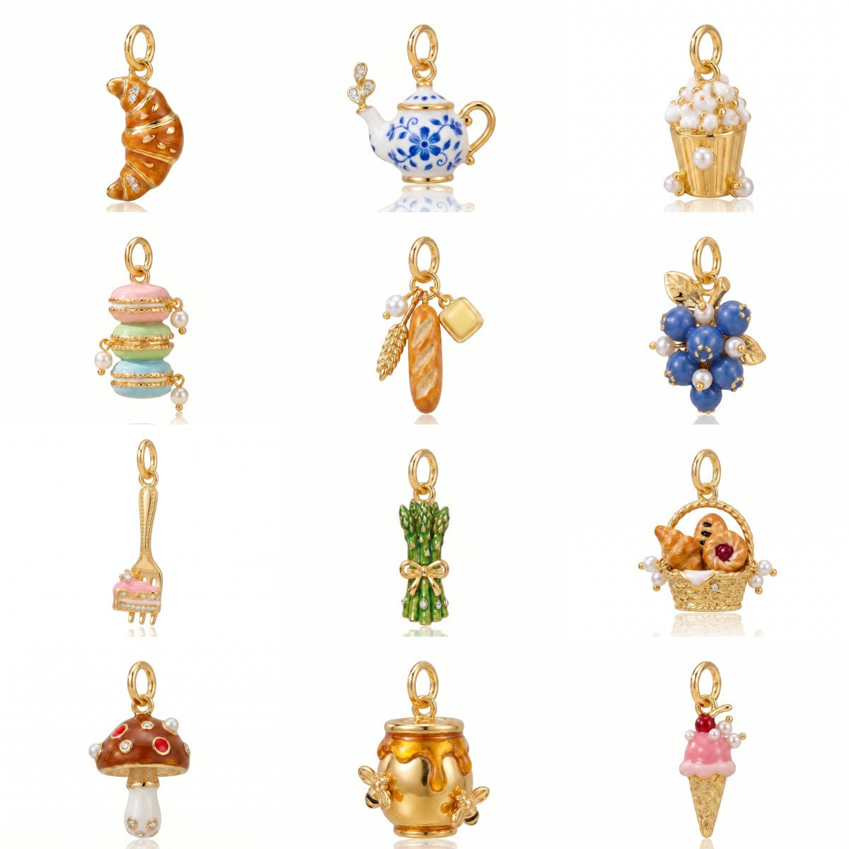 Bakery and Dessert Necklace Charms with Chains