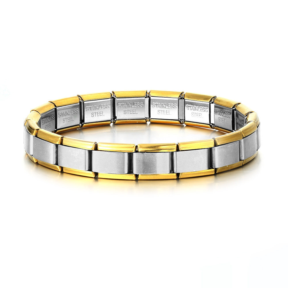 Gold Band with Silver Links