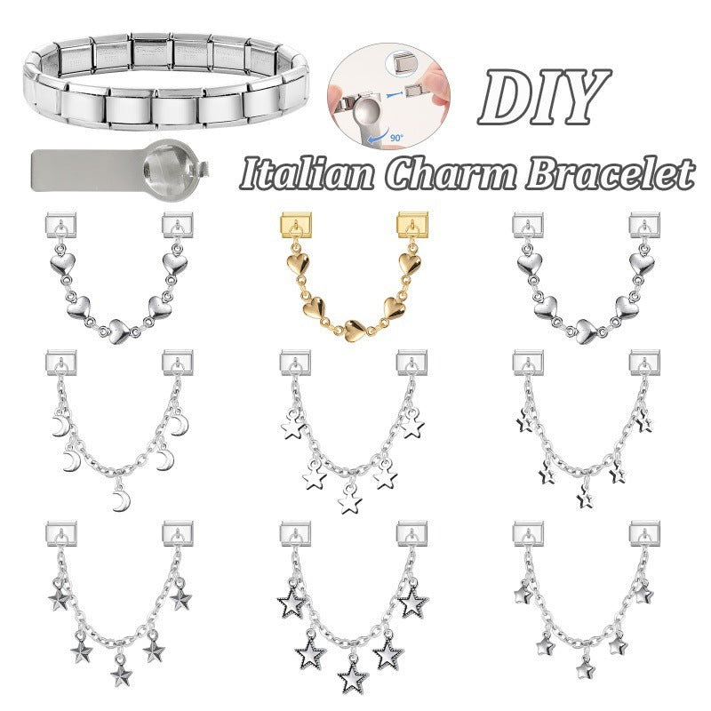 Chain Link Charms, Hearts, Stars and Moons