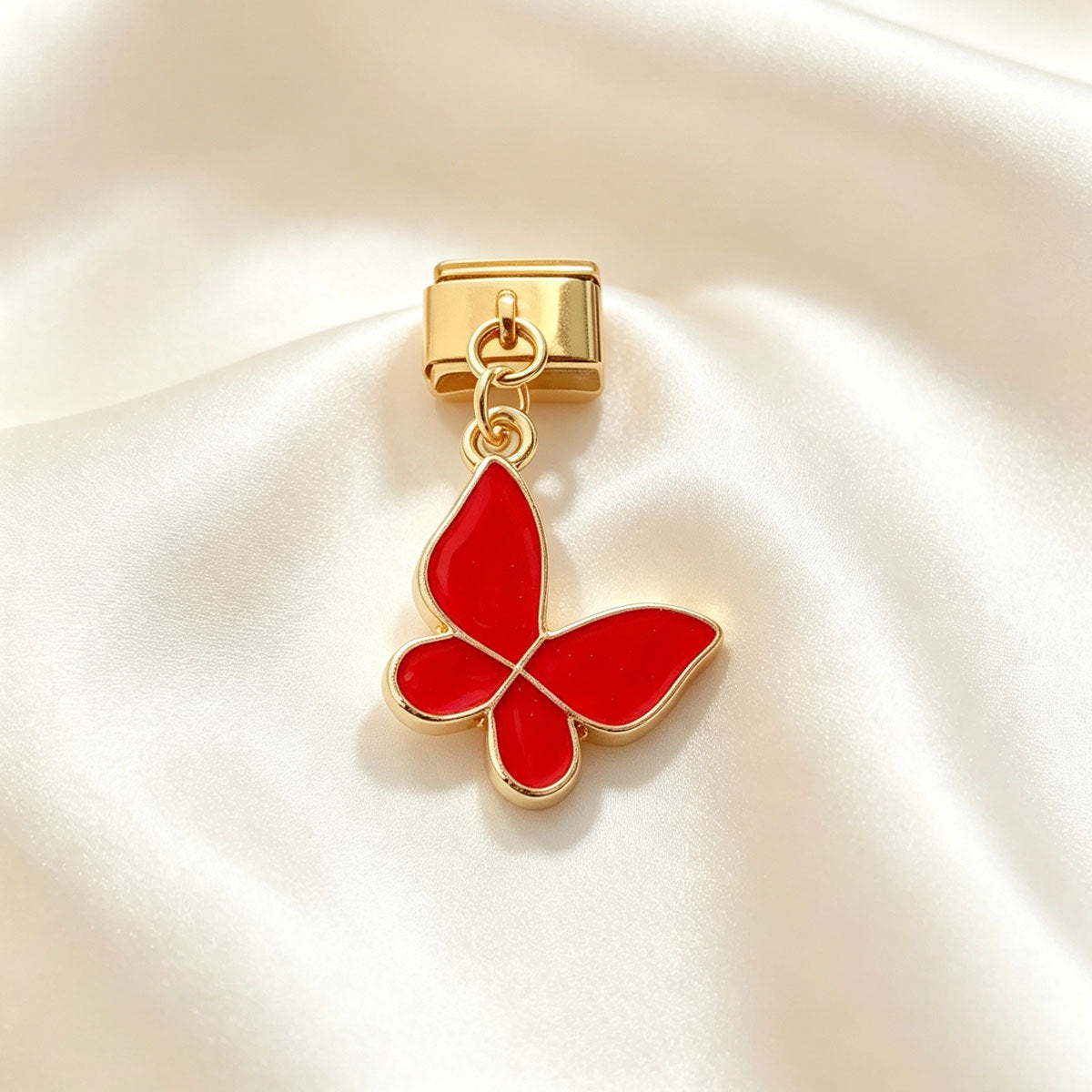 Gold Enamel Dangle Charms, Flowers and Butterflies