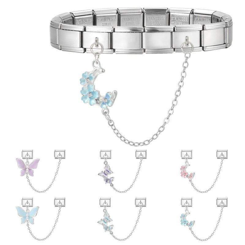 Silver Chain Link Charms, Butterflies