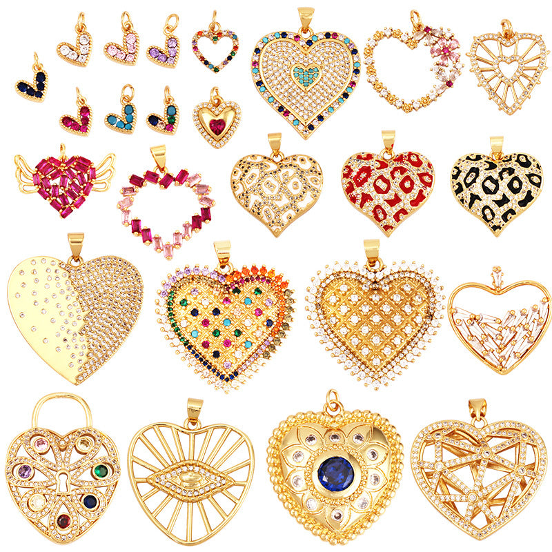 Crystal Heart Pendants, Necklace Charms
