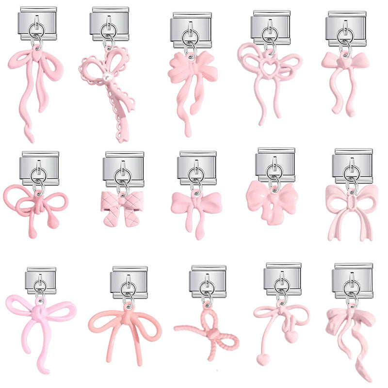 Pink Ribbon Bow Dangle Charms