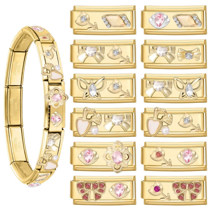 Gold Crystal Double Charms