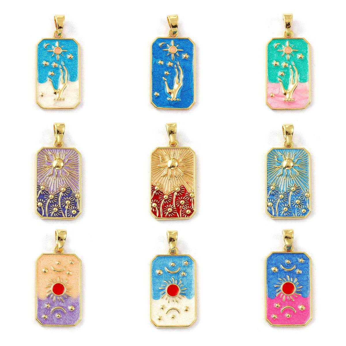 Enamel Tarot Pendants, Gold
