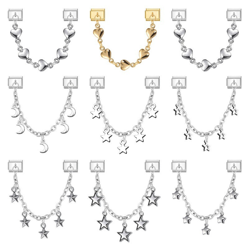 Chain Link Charms, Hearts, Stars and Moons