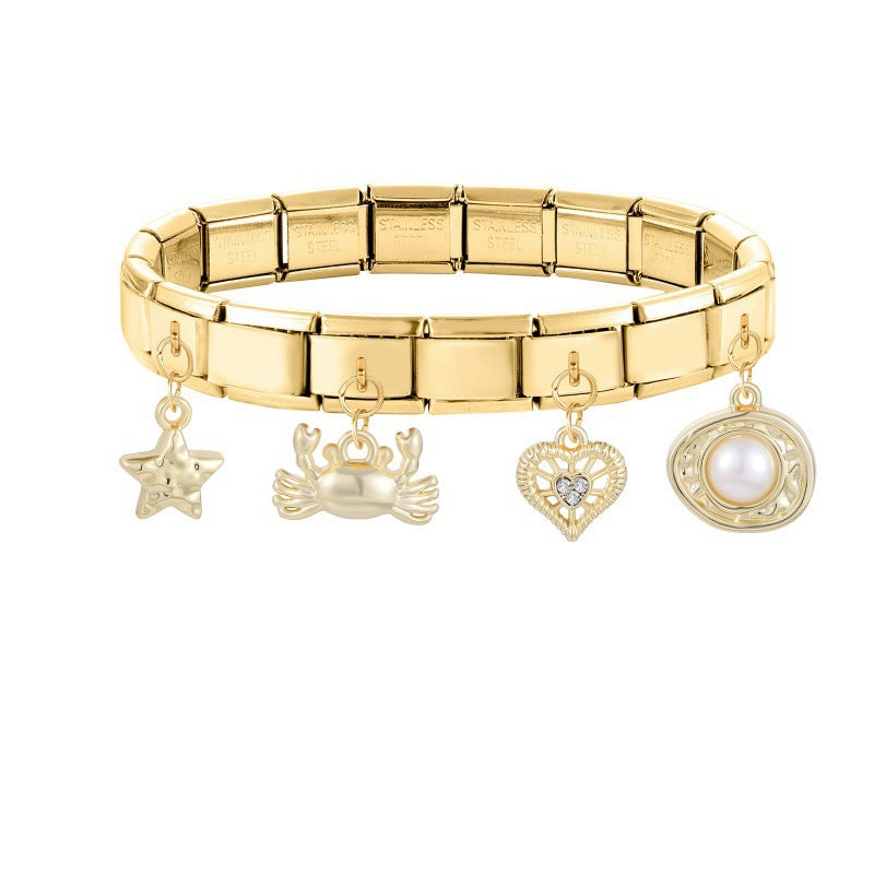 Gold Dangle Charms, Sea Life and Hearts
