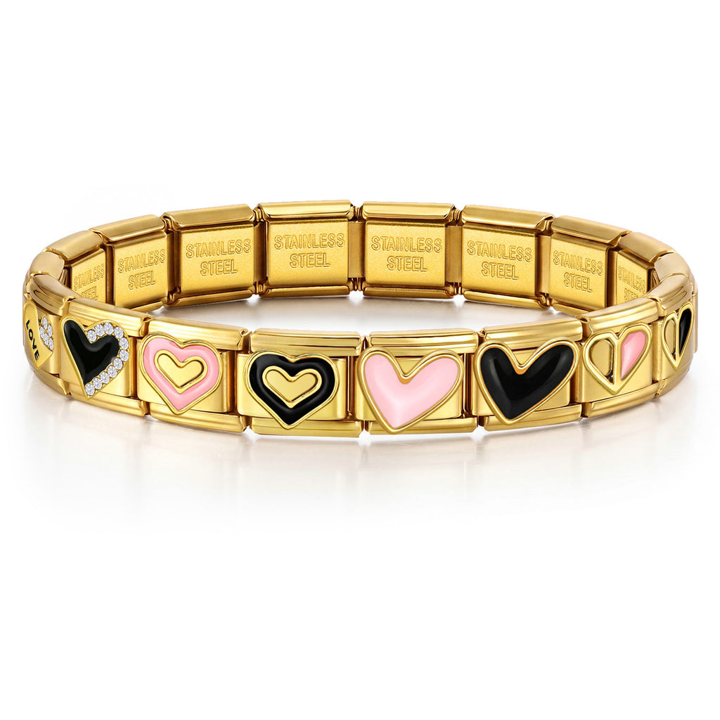 Gold Enamel Charms, Hearts and Bows