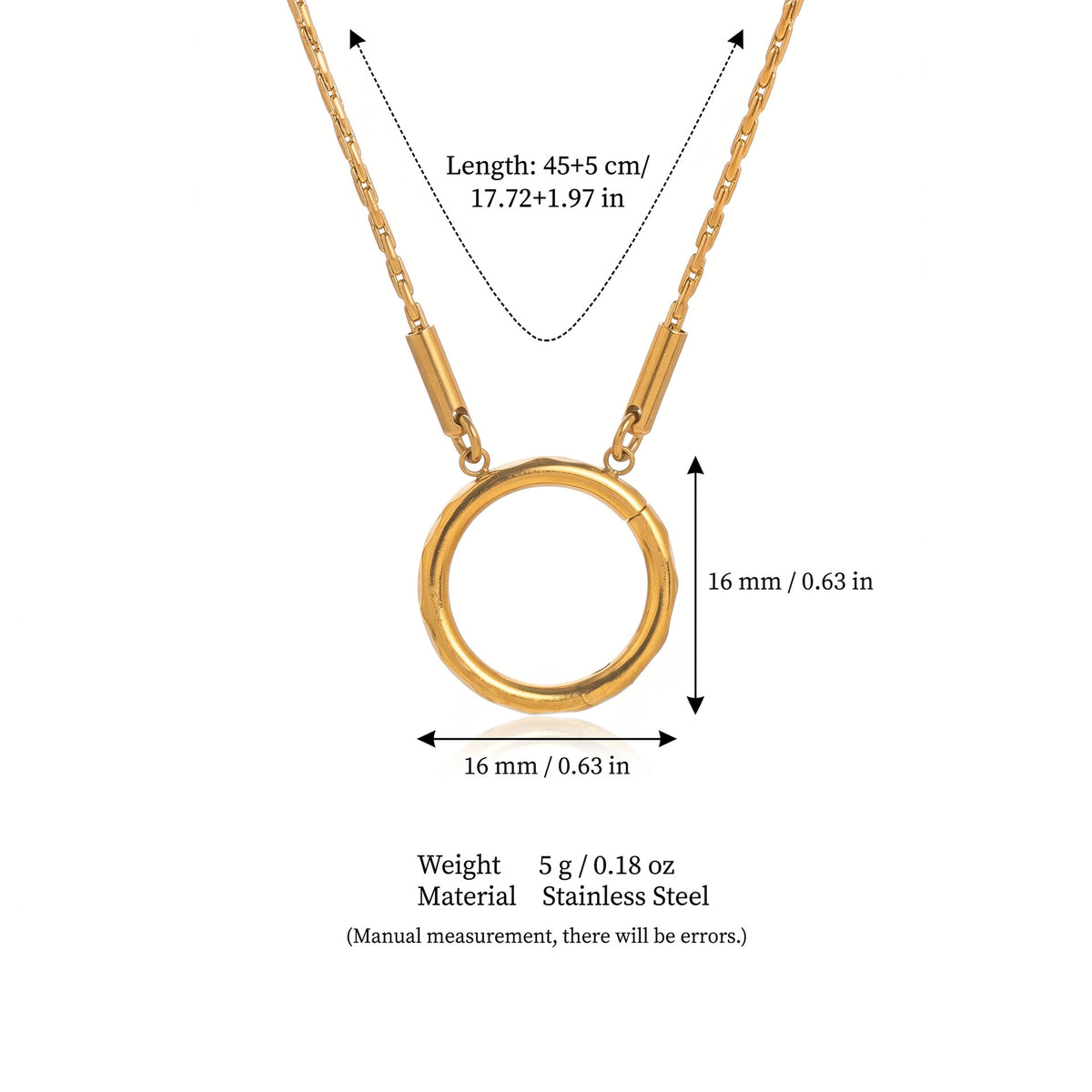 Gold Chain Textured Snap Ring 45cm