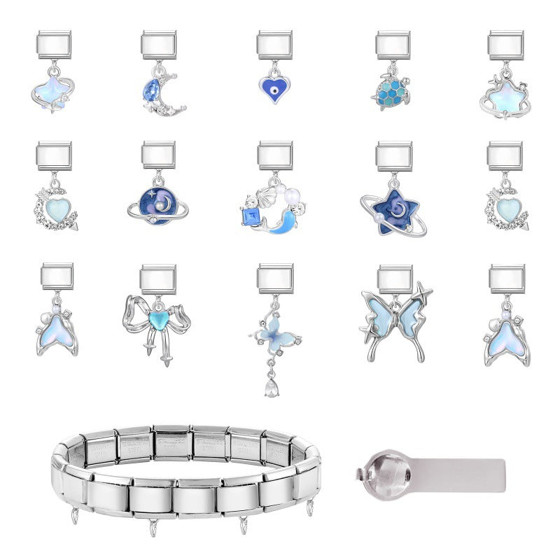 Silver Blue Dangle Charms