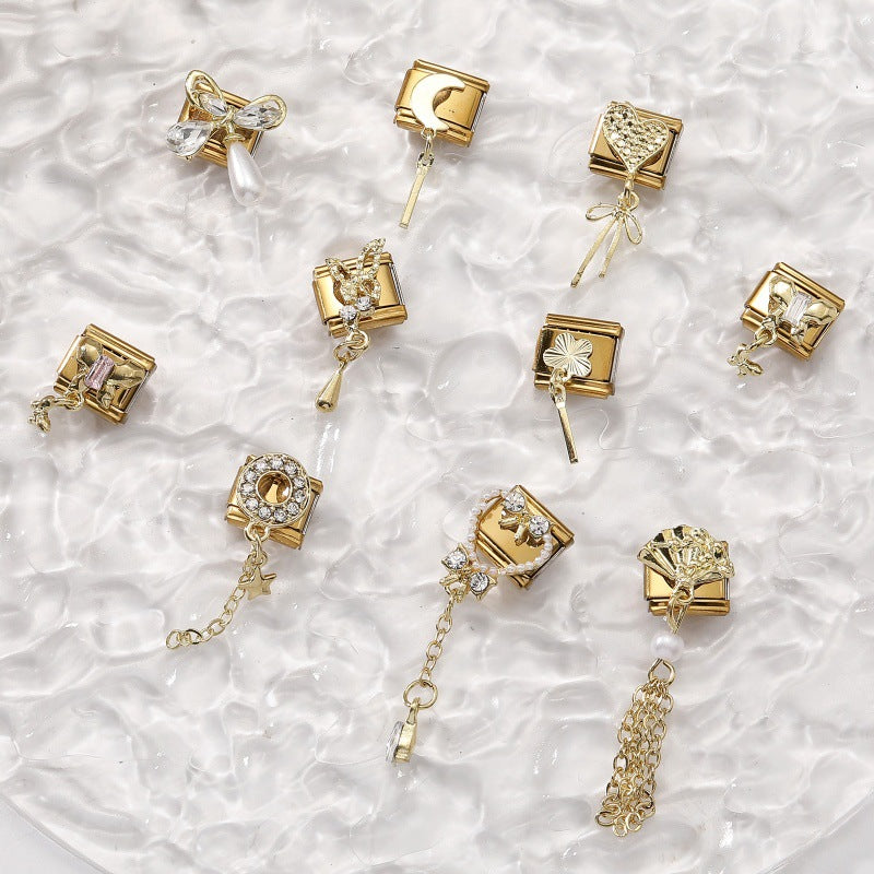 Gold Dangle Charms, Hearts, Bows and Butterflies