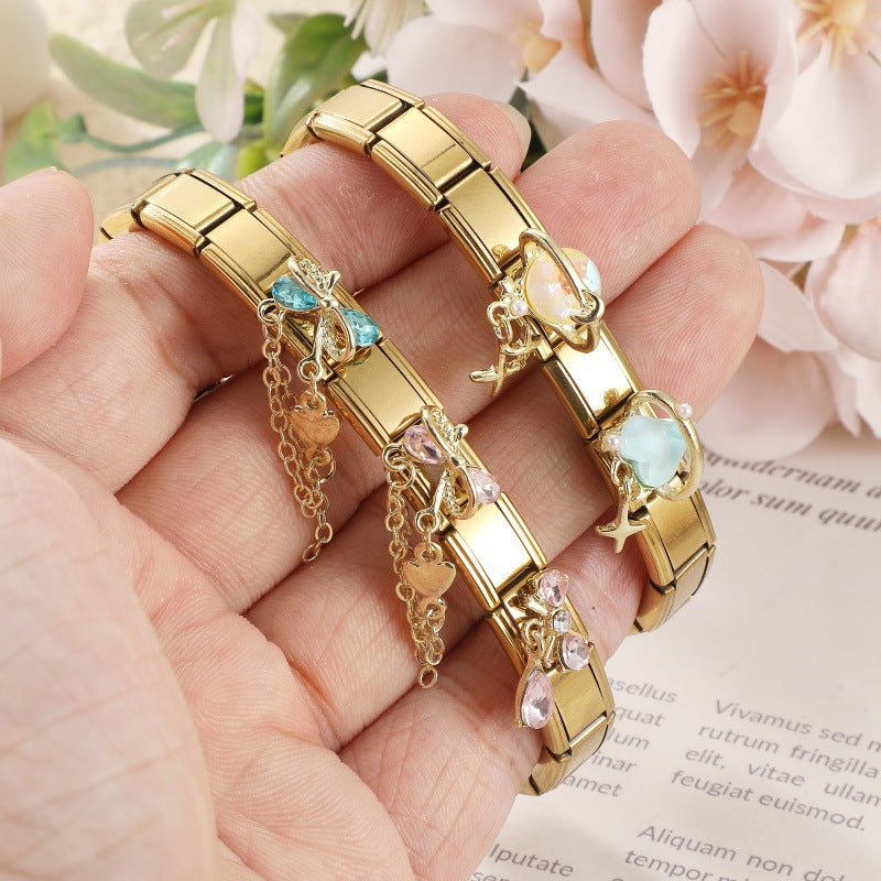 Gold Bow and Chain Dangle Charms