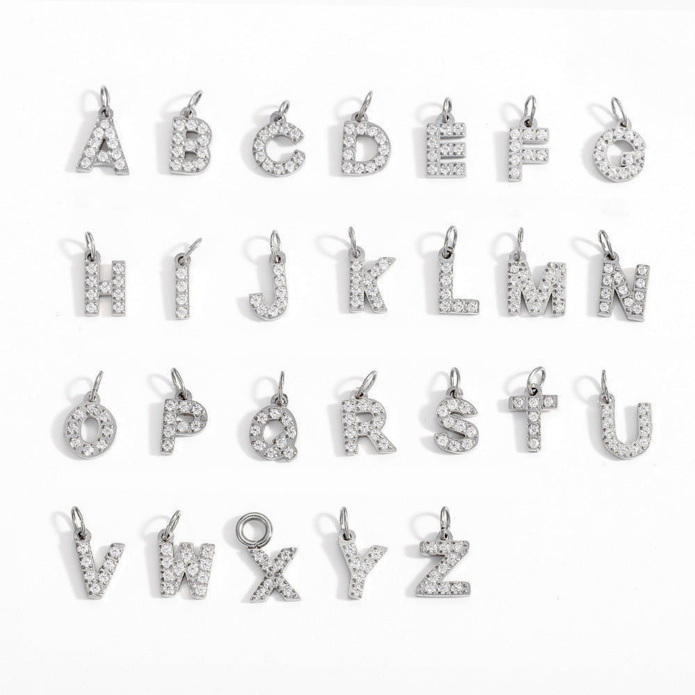 Zircon Letter and Number Necklace Charms