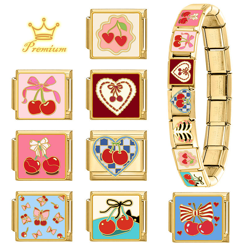 Gold Cherry Charms with Bows