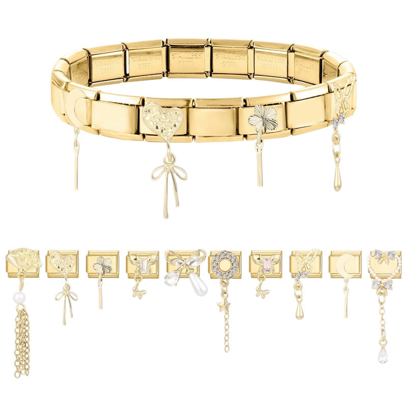 Gold Dangle Charms, Hearts, Bows and Butterflies