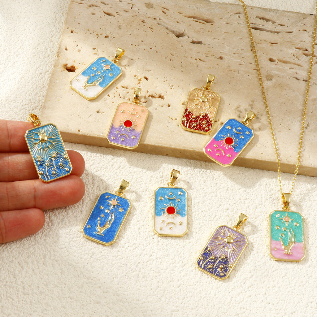 Enamel Tarot Pendants, Gold
