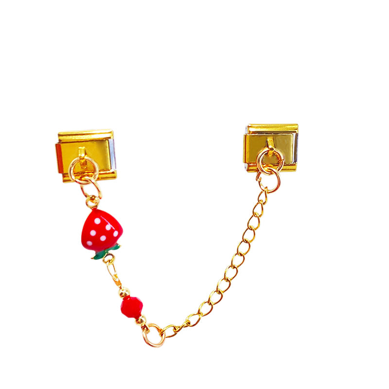 Gold Chain Charms, Cherries and Strawberries