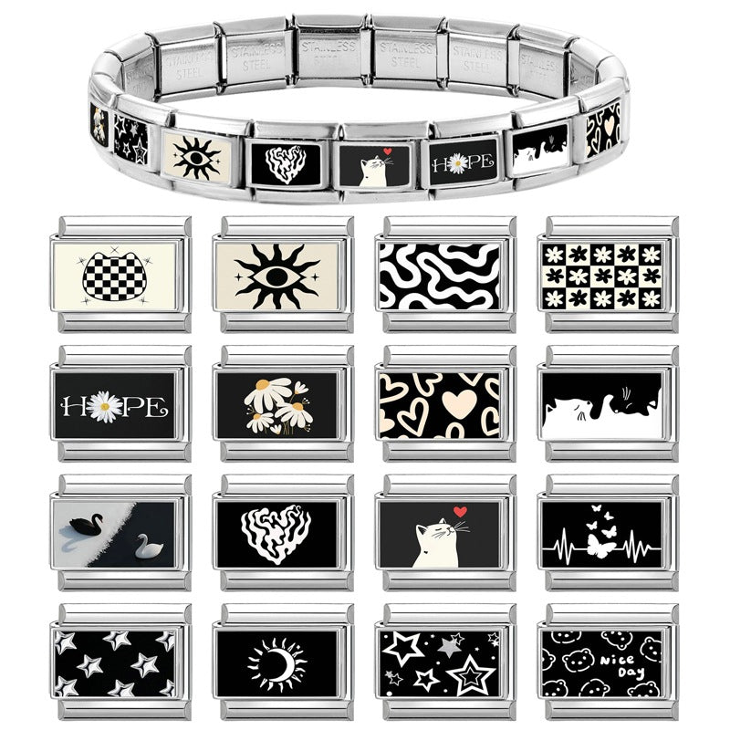 Black and White Charms, Cats and Stars
