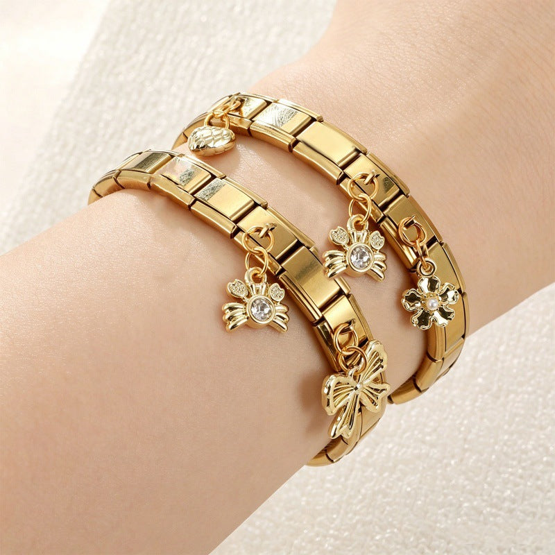 Gold Dangle Charms, Bows and Shells
