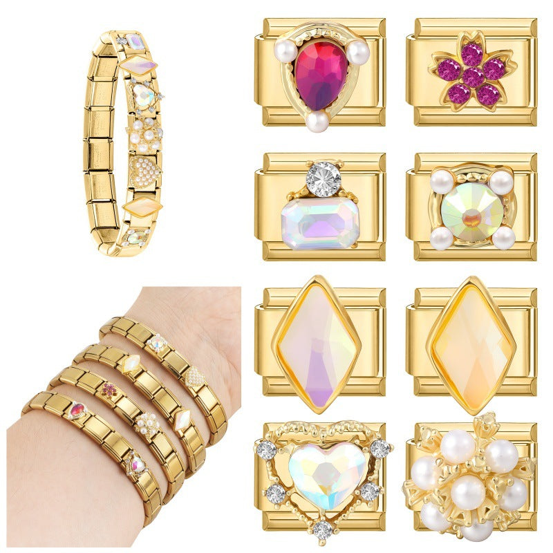 Gold Crystal and Pearl Charms