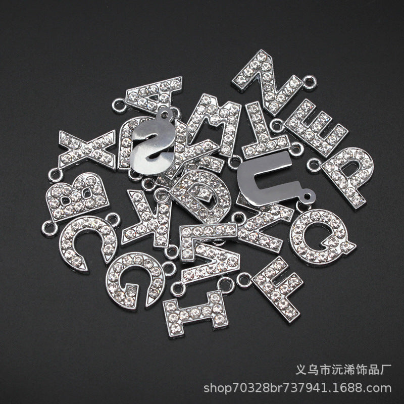 Silver Crystal Letter Necklace Charms