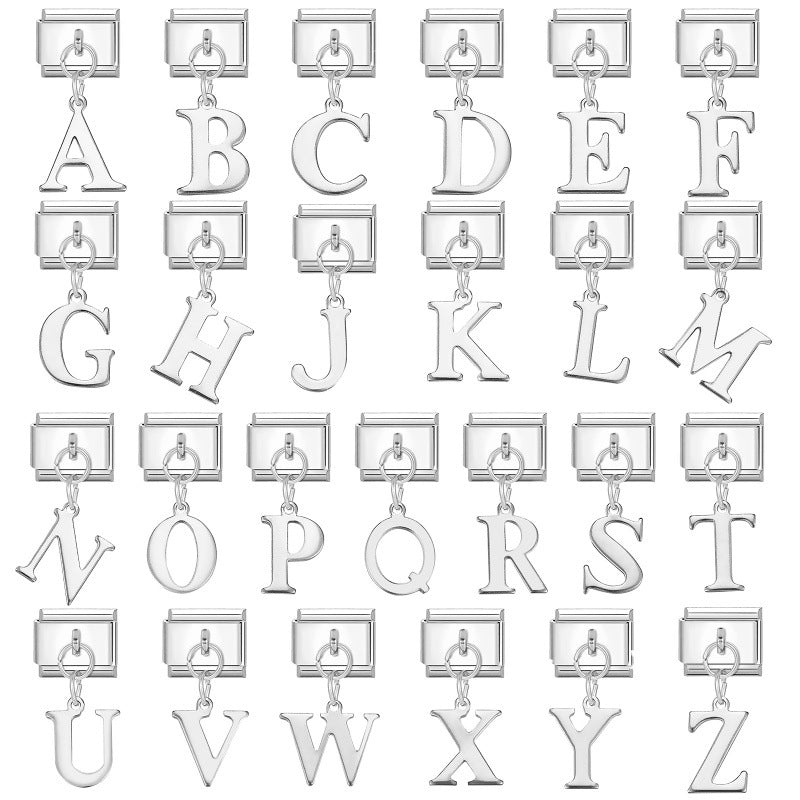 Silver Letter Dangle Charms