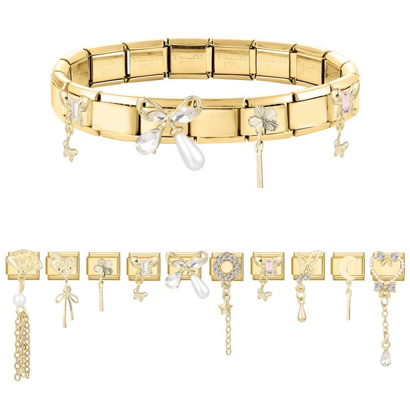 Gold Dangle Charms, Hearts, Bows and Butterflies