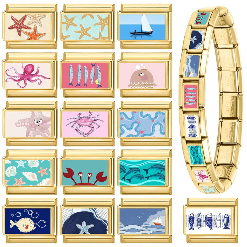 Gold Ocean Charms, Sea Life