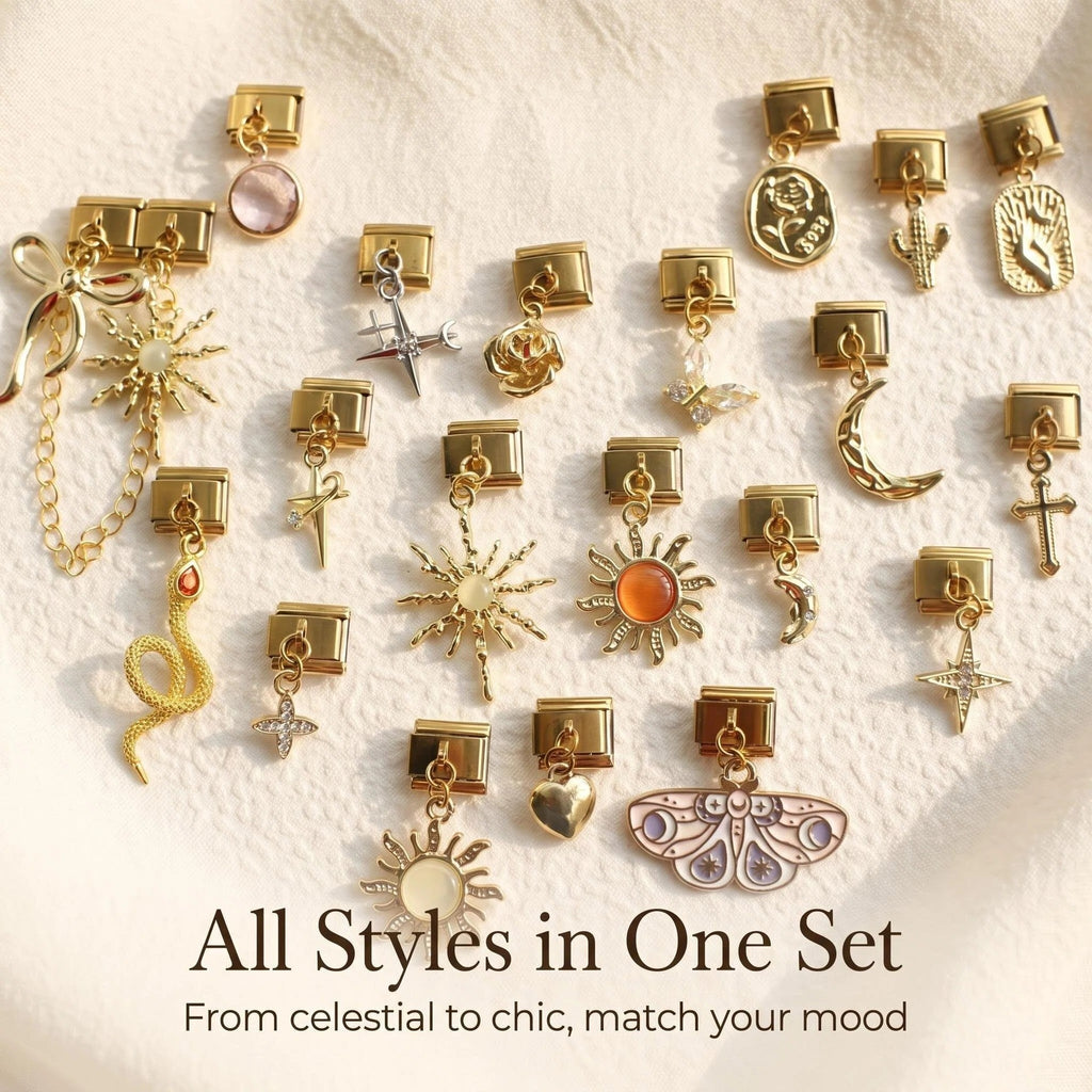Gold Dangle Charms, Stars and Moons