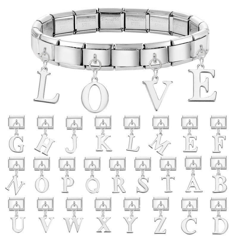 Silver Letter Dangle Charms