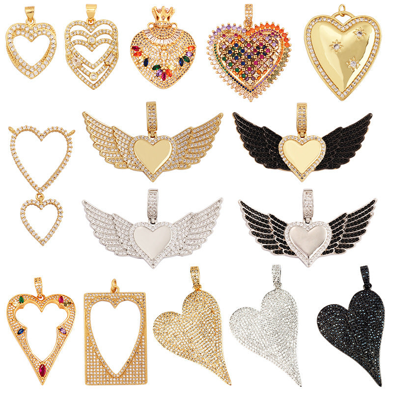 Crystal Heart Pendants, Necklace Charms