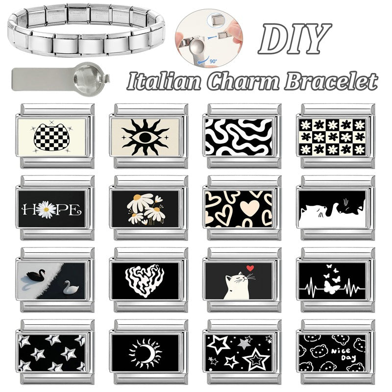 Black and White Charms, Cats and Stars