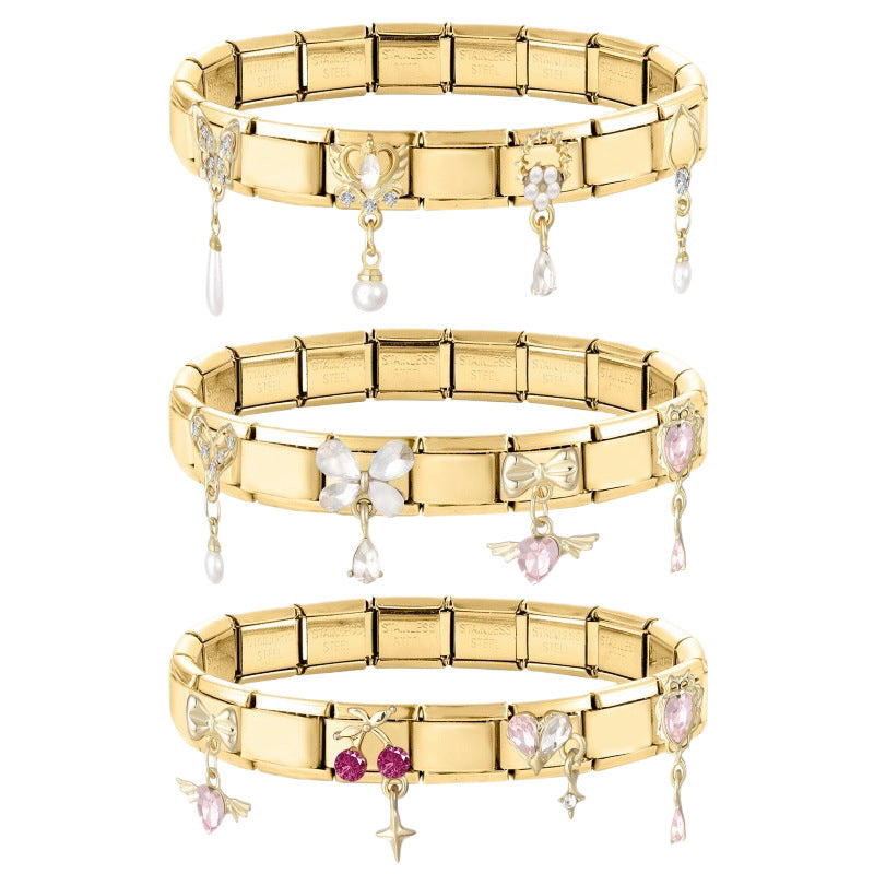Gold Crystal and Pearl Dangle Charms